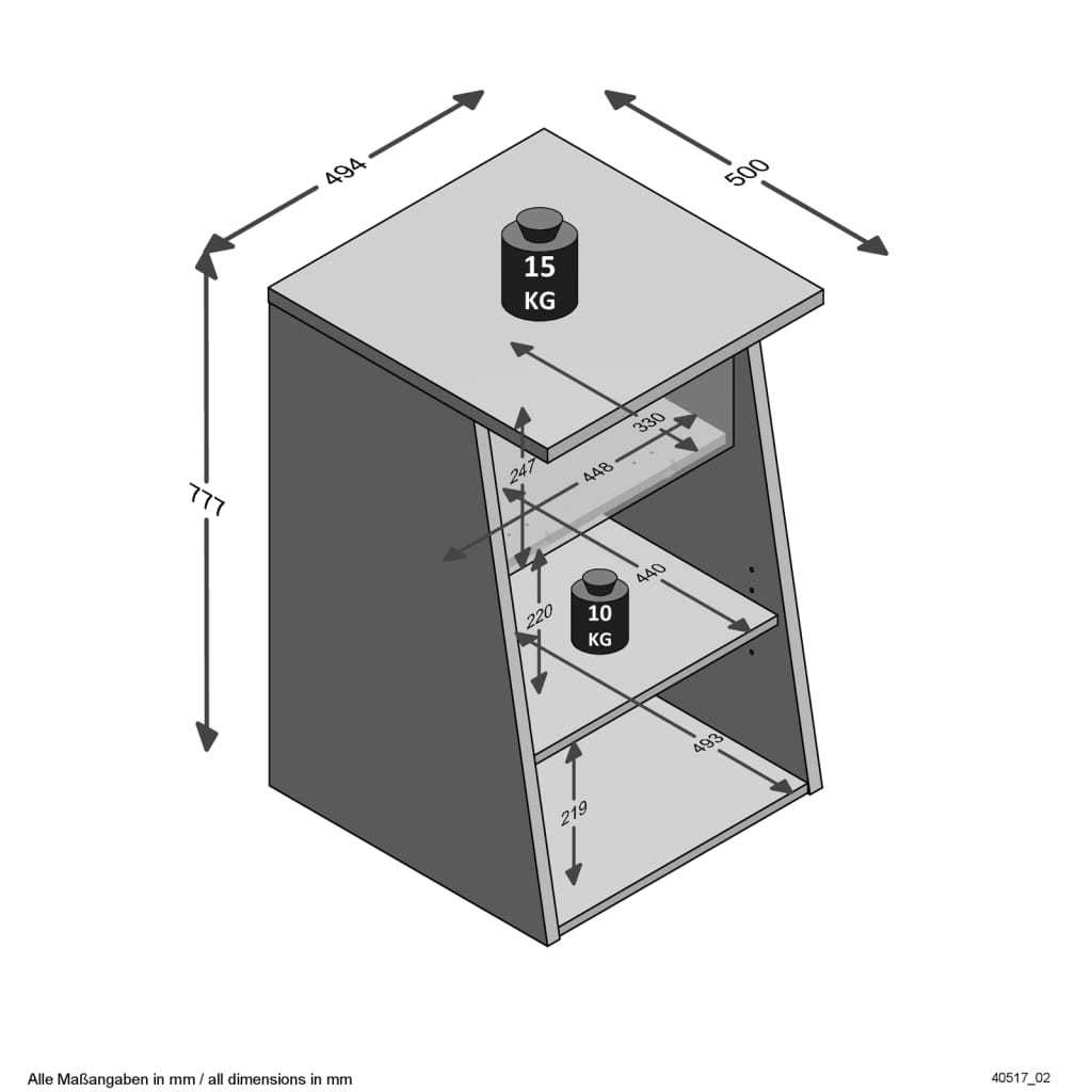 FMD Bijzetkast voor gaming met 2 open vakken 49,4x50x77,7 cm antraciet