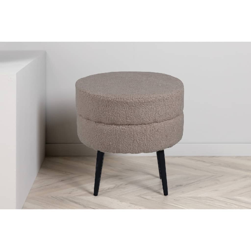 Venture Home Poef Pot 40x40x40 cm teddystof zwart en beige