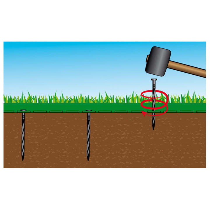 Natuur Borderrandset H5 cm x 10 m met grondpennen grijs