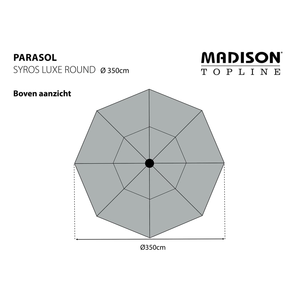 Madison Parasol Syros Luxe rond 350 cm grijs