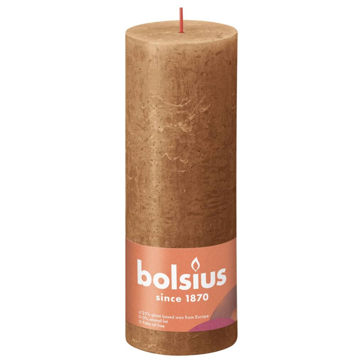 Bolsius Stompkaarsen Shine 4 st rustiek 190x68 mm spice brown