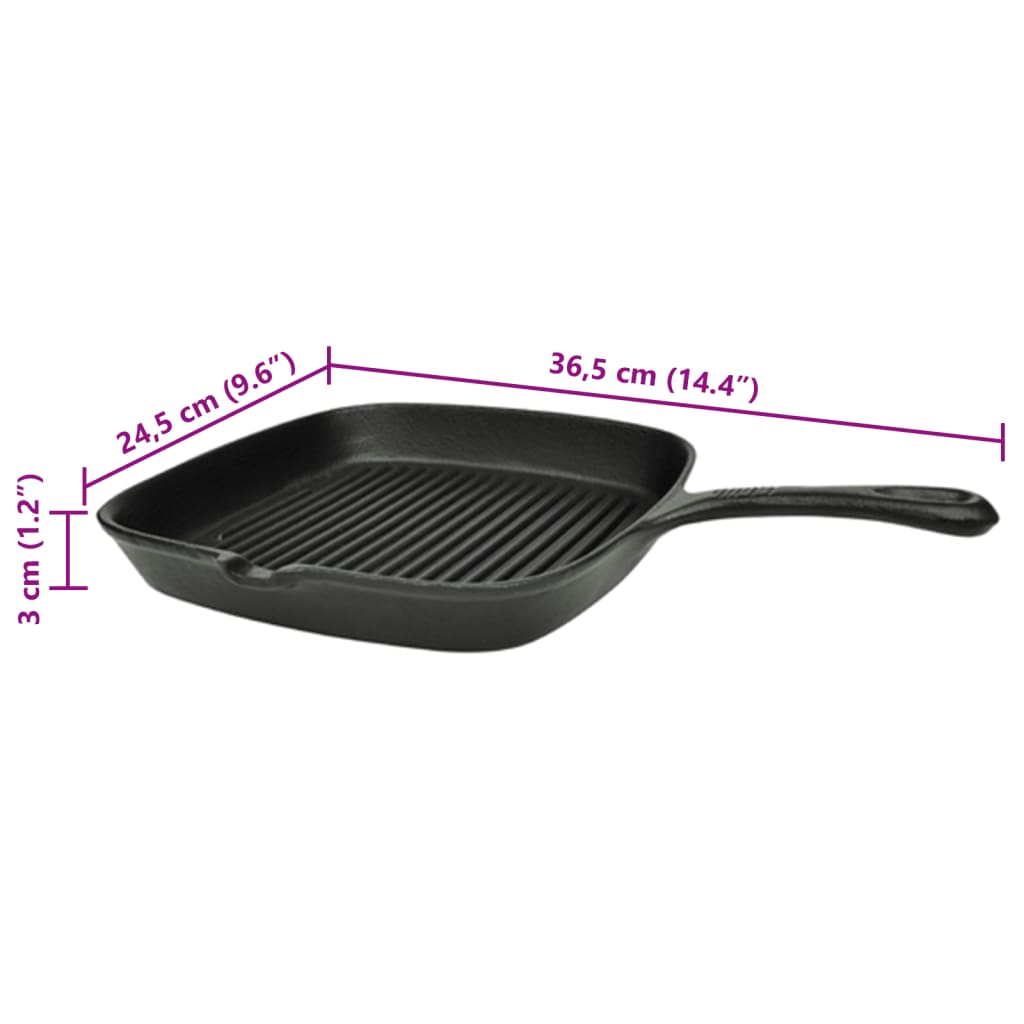 Grillpan gietijzer 24x23 cm