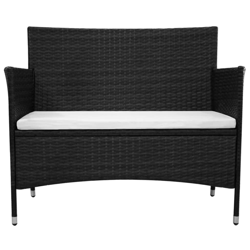 Tuinbank 90 cm poly rattan zwart