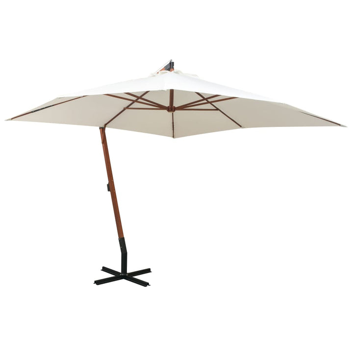 Zweefparasol met houten paal 300x300 cm wit