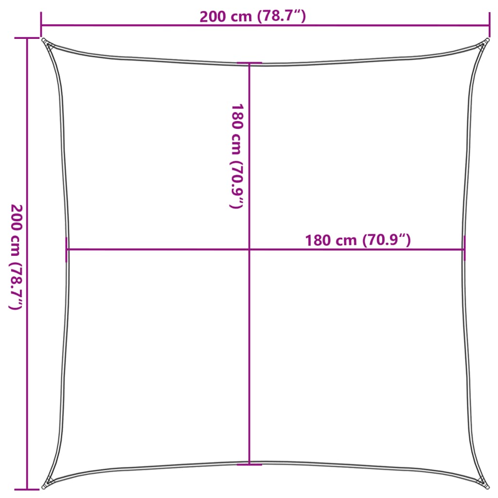 Zonnescherm HDPE vierkant 2x2 m crème