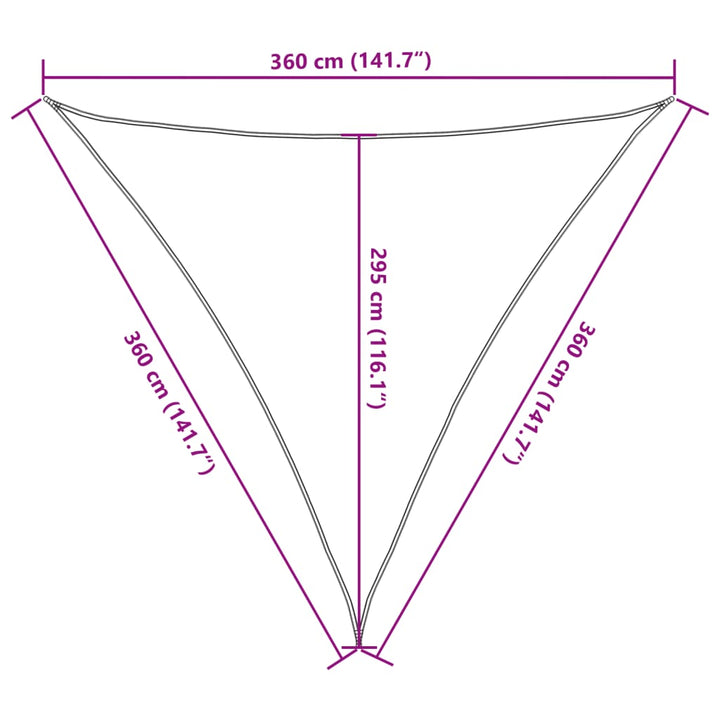 Zonnescherm HDPE driehoek 3,6x3,6x3,6 m wit