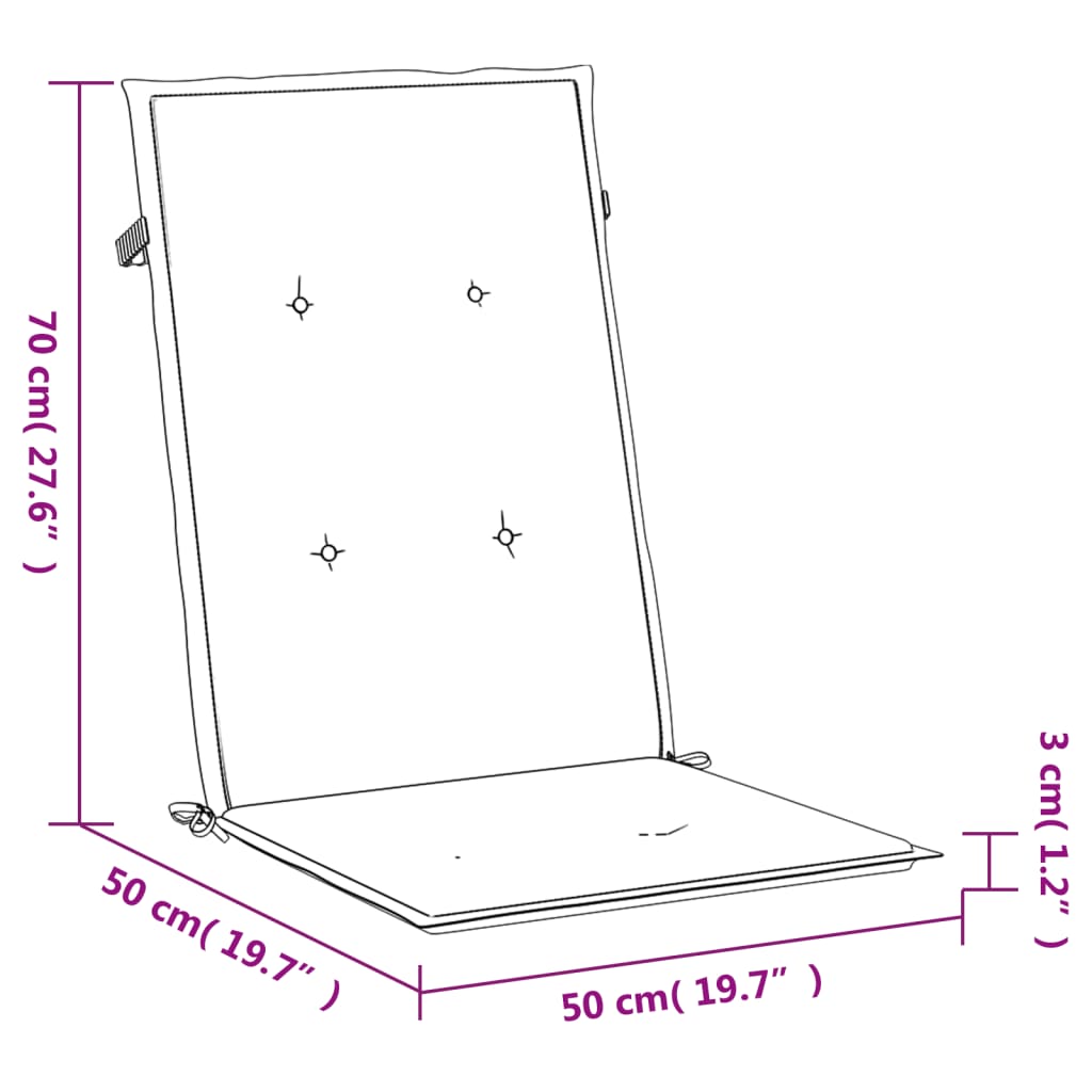 Tuinstoelkussens rugleuning 2 st 120x50x3 cm stof grijs