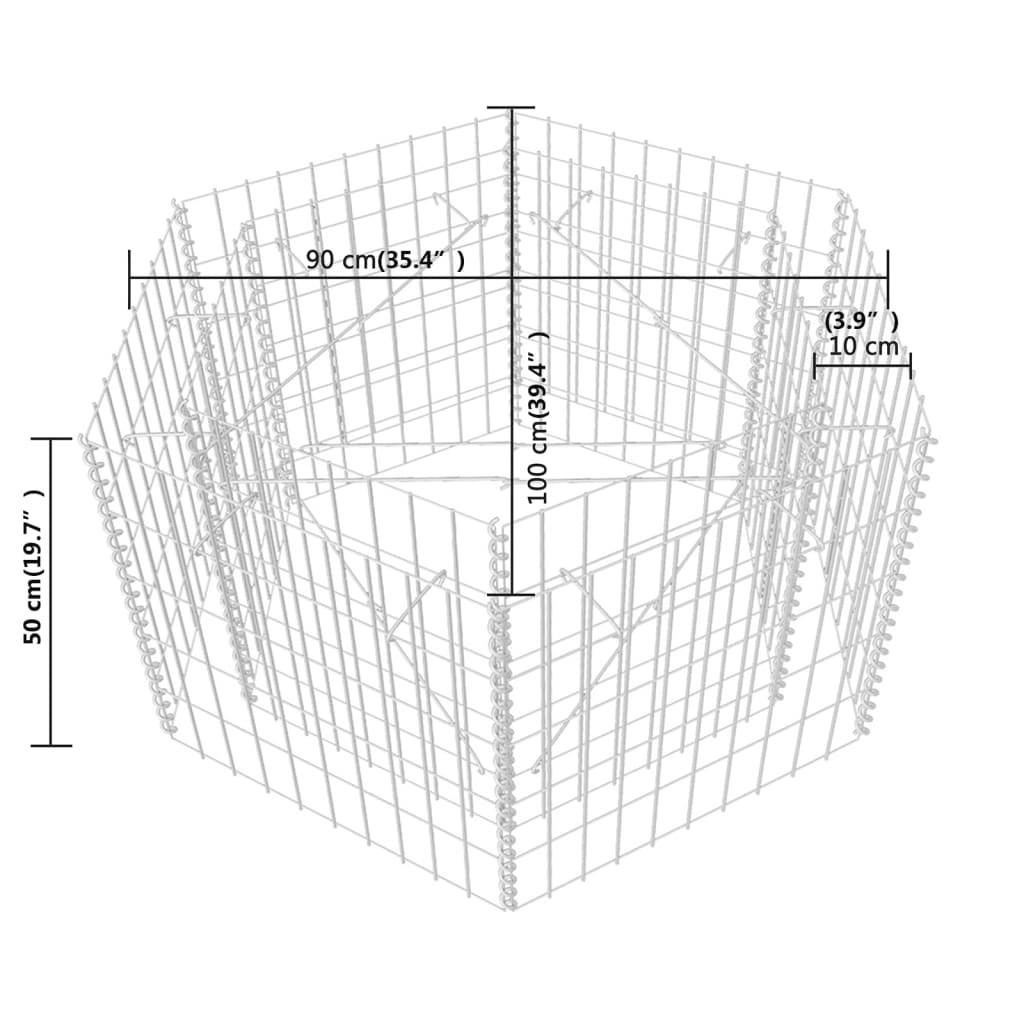 Gabion plantenbak verhoogd zeshoekig 100x90x50 cm