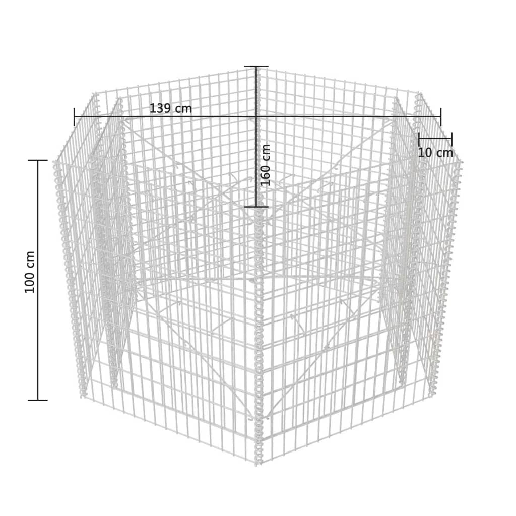 Gabion plantenbak verhoogd zeshoekig 160x140x100 cm