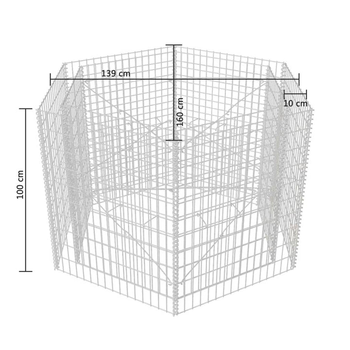 Gabion plantenbak verhoogd zeshoekig 160x140x100 cm