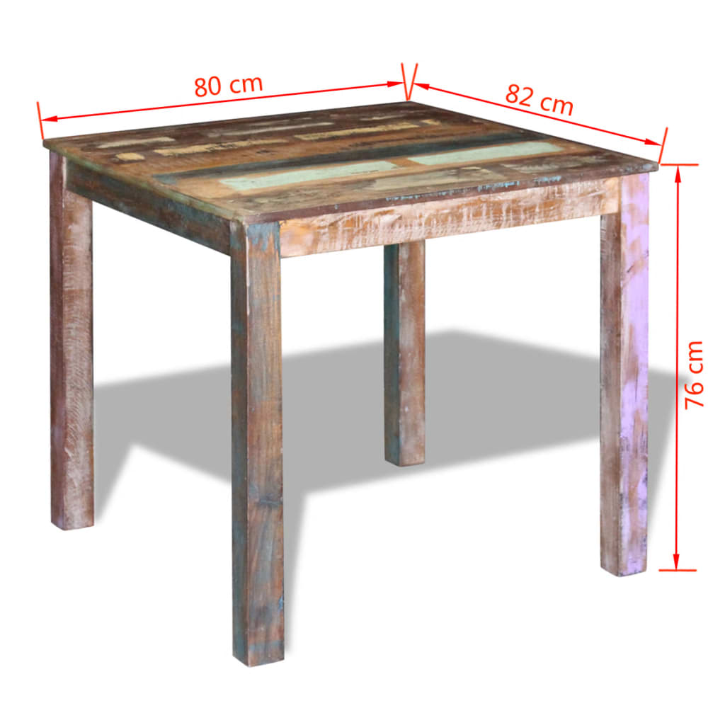 Eettafel 80x82x76 cm massief gerecycled hout