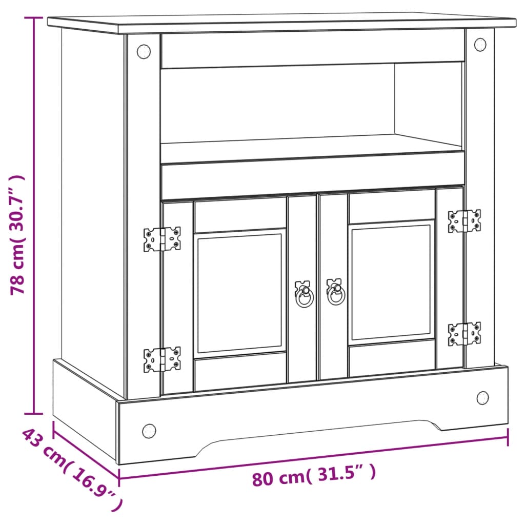 Tv-meubel Mexicaans grenenhout Corona-stijl 80x43x78 cm