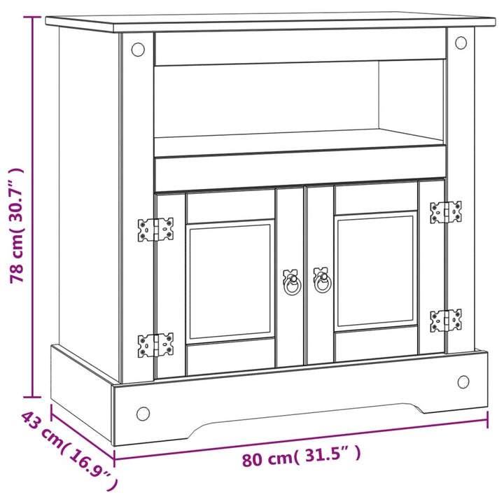 Tv-meubel Mexicaans grenenhout Corona-stijl 80x43x78 cm