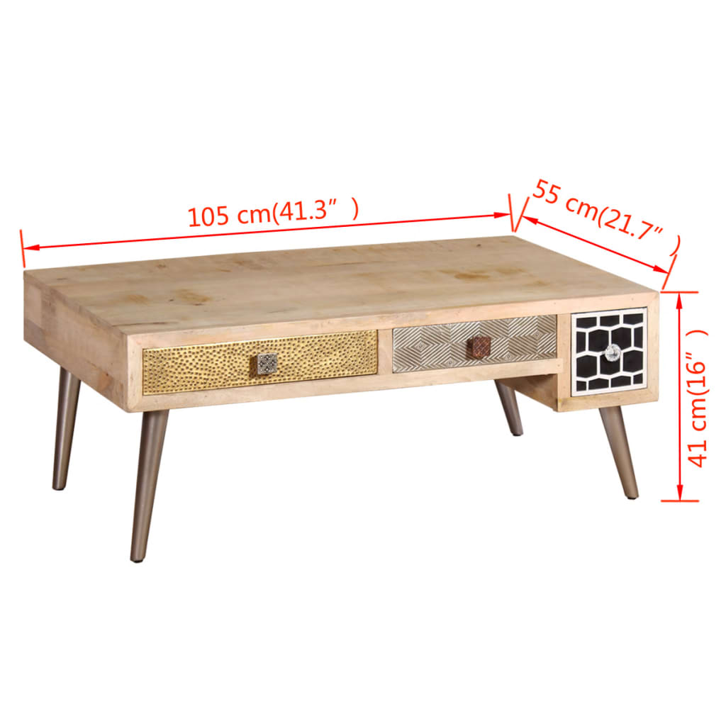 Salontafel met lades 105x55x41 cm massief mangohout