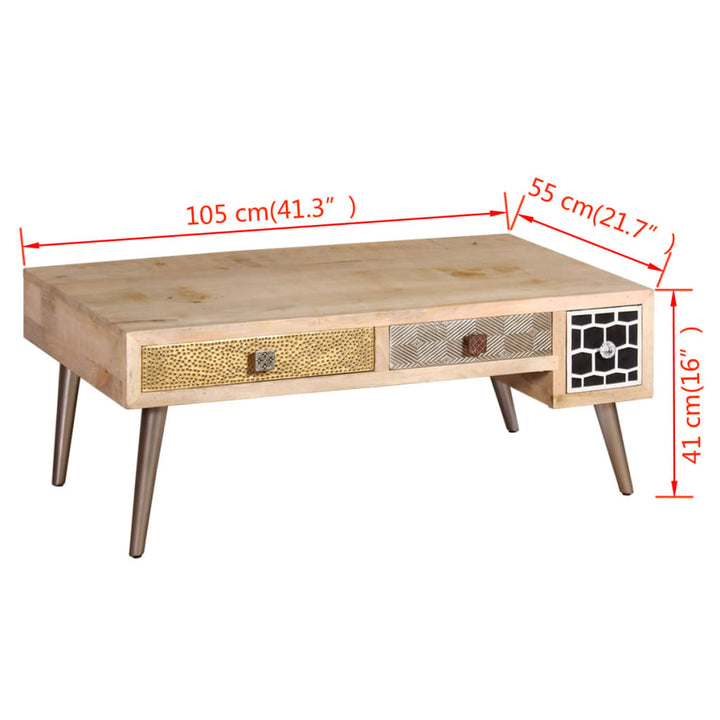 Salontafel met lades 105x55x41 cm massief mangohout