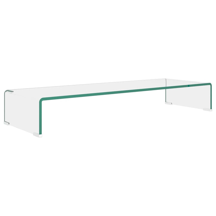 Tv-meubel/monitorverhoger transparant 90x30x13 cm glas