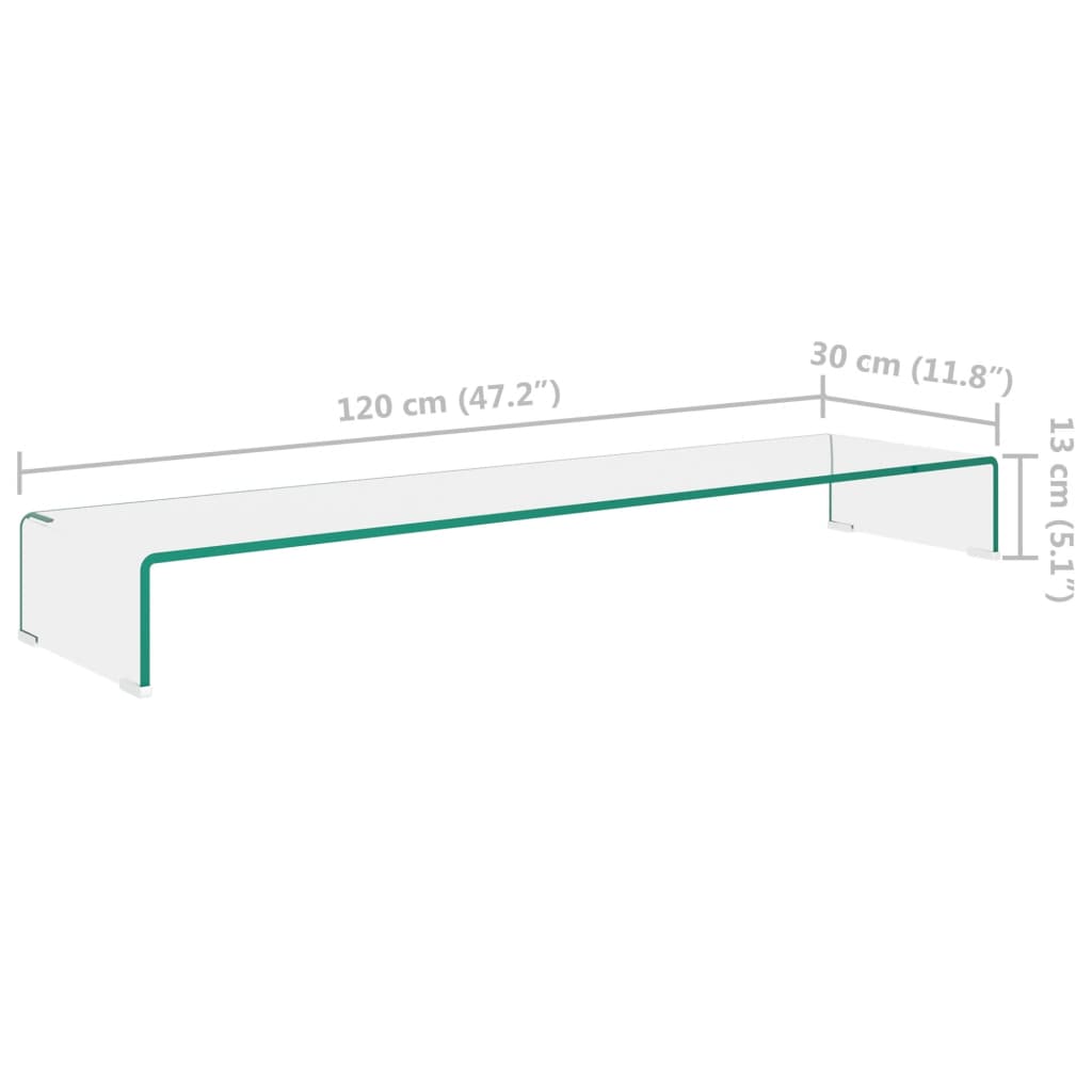 TV-meubel/monitorverhoger transparant 120x30x13 cm glas