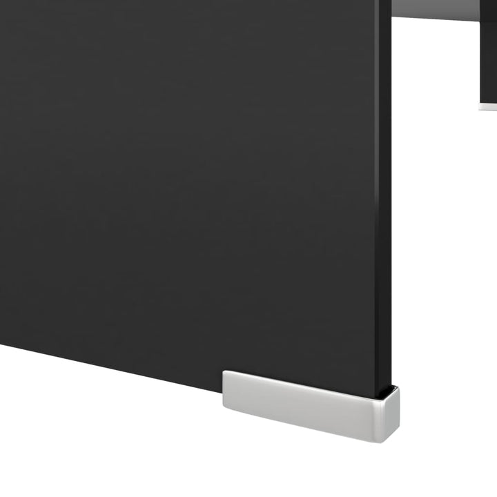 TV-meubel/monitorverhoger zwart 110x30x13 cm glas