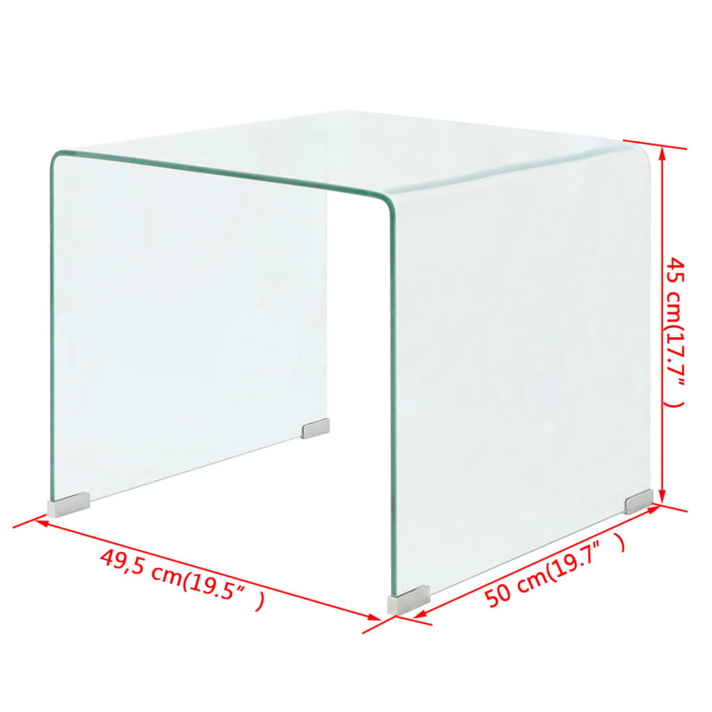 Salontafel transparant 49,5x50x45 cm gehard glas