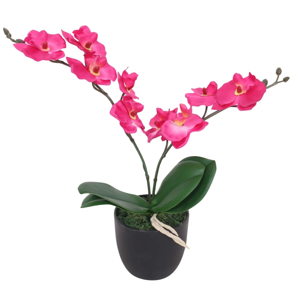 Kunstplant orchidee met pot 30 cm rood