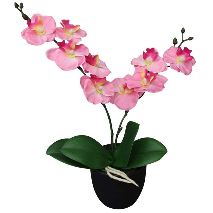 Kunstplant orchidee met pot 30 cm roze