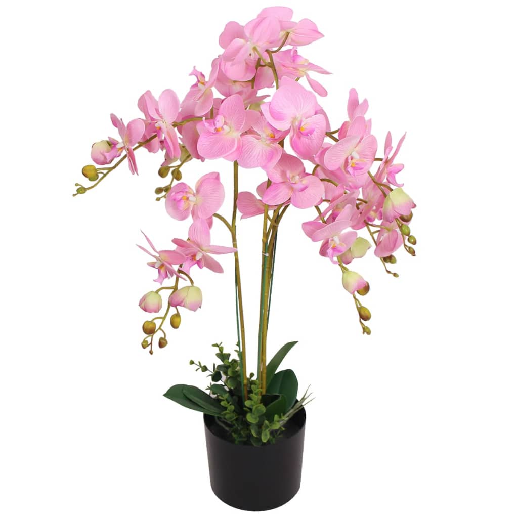 Kunstplant orchidee met pot 75 cm roze