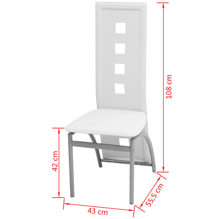 Eetkamerstoelen 6 st kunstleer wit