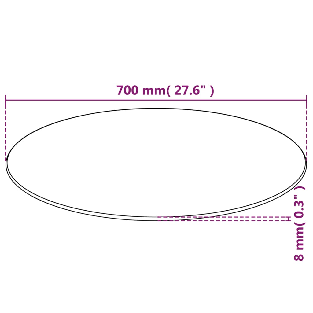 Tafelblad van gehard glas 700 mm rond