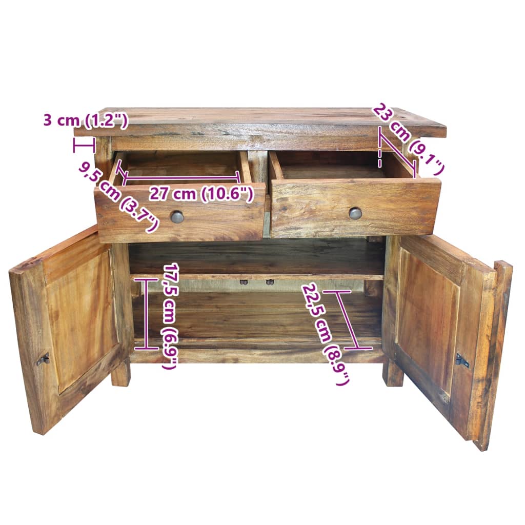 Dressoir 75x30x65 cm massief gerecycled hout