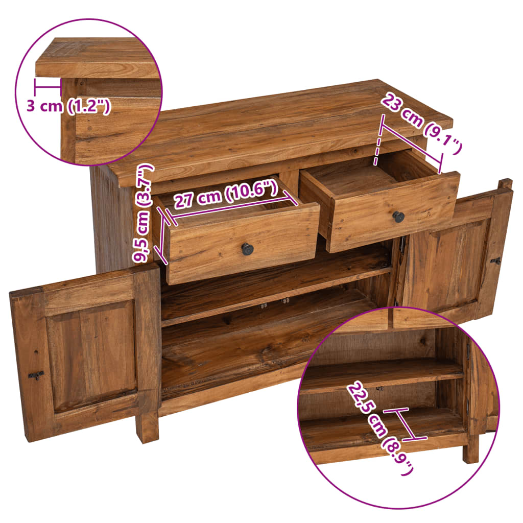 Dressoir 75x30x65 cm massief gerecycled hout