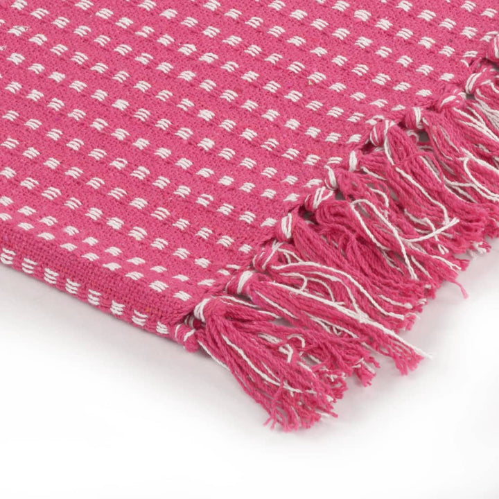 Plaid vierkantjes 125x150 cm katoen roze