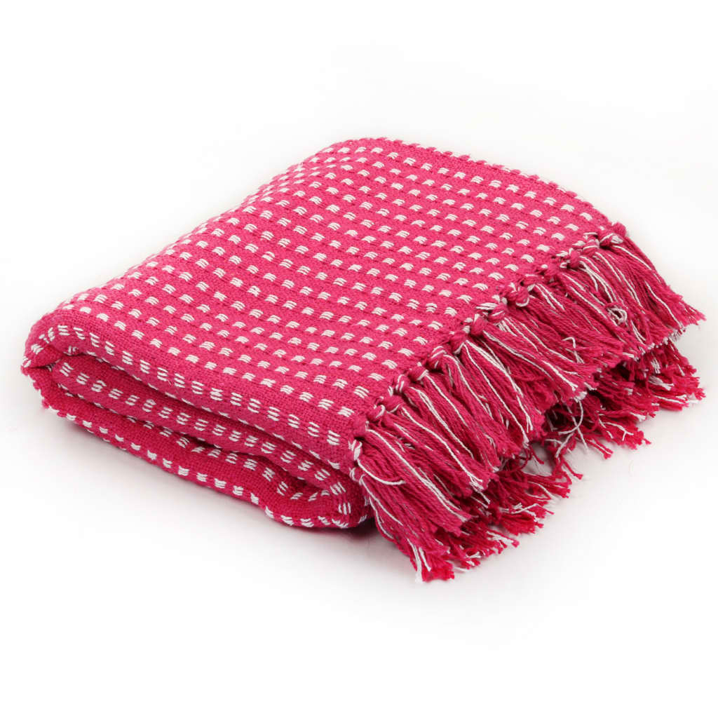 Plaid vierkantjes 160x210 cm katoen roze