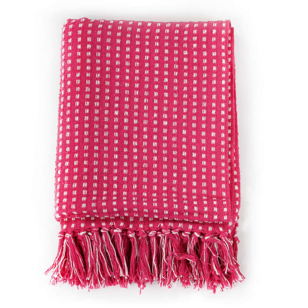 Plaid vierkantejes 160x210 cm katoen roze