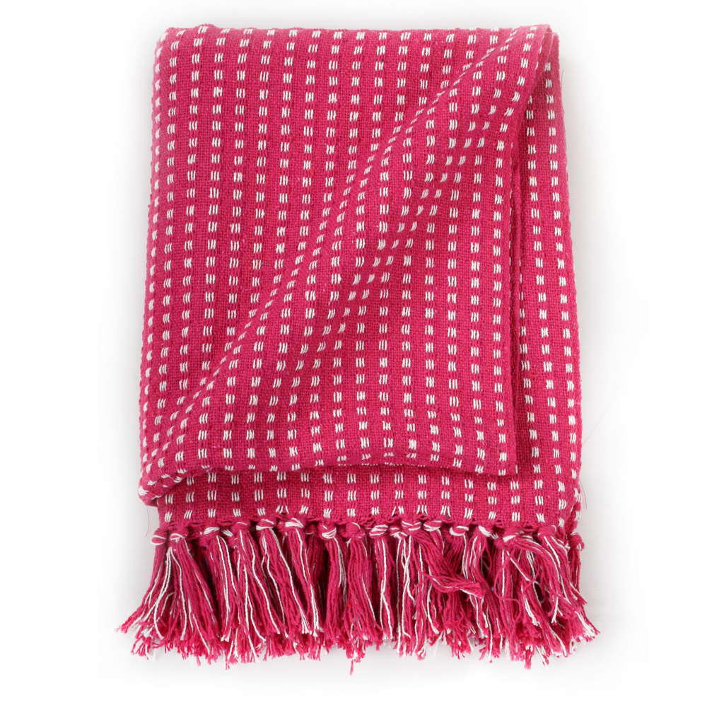 Plaid vierkantjes 160x210 cm katoen roze