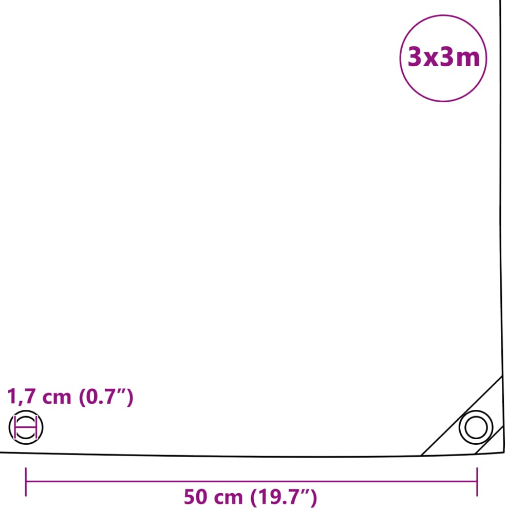 Dekzeil 650 g/m² 3x3 m grijs