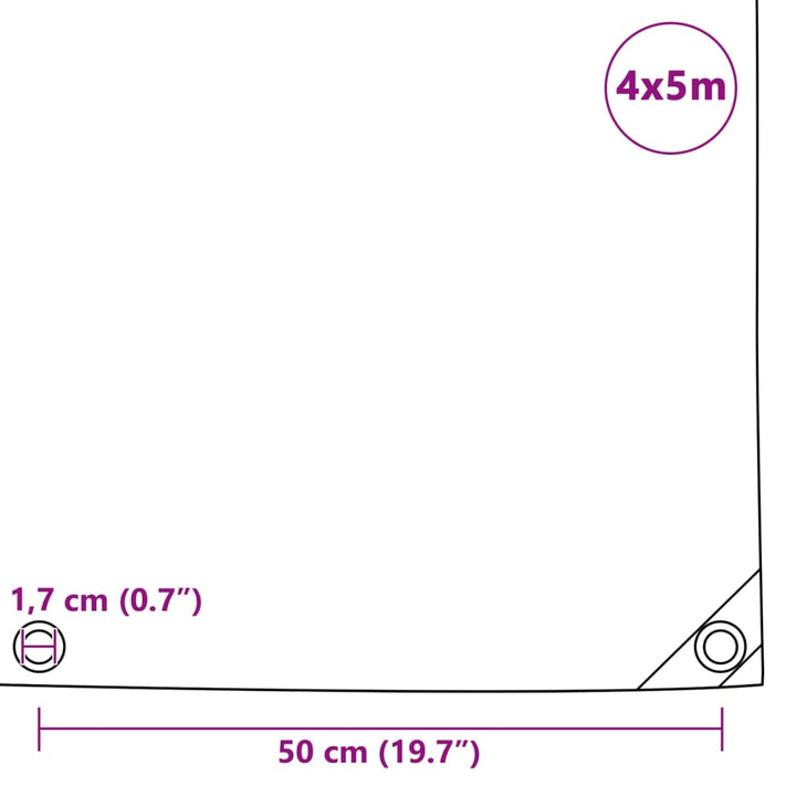 Dekzeil 650 g/m² 4x5 m grijs