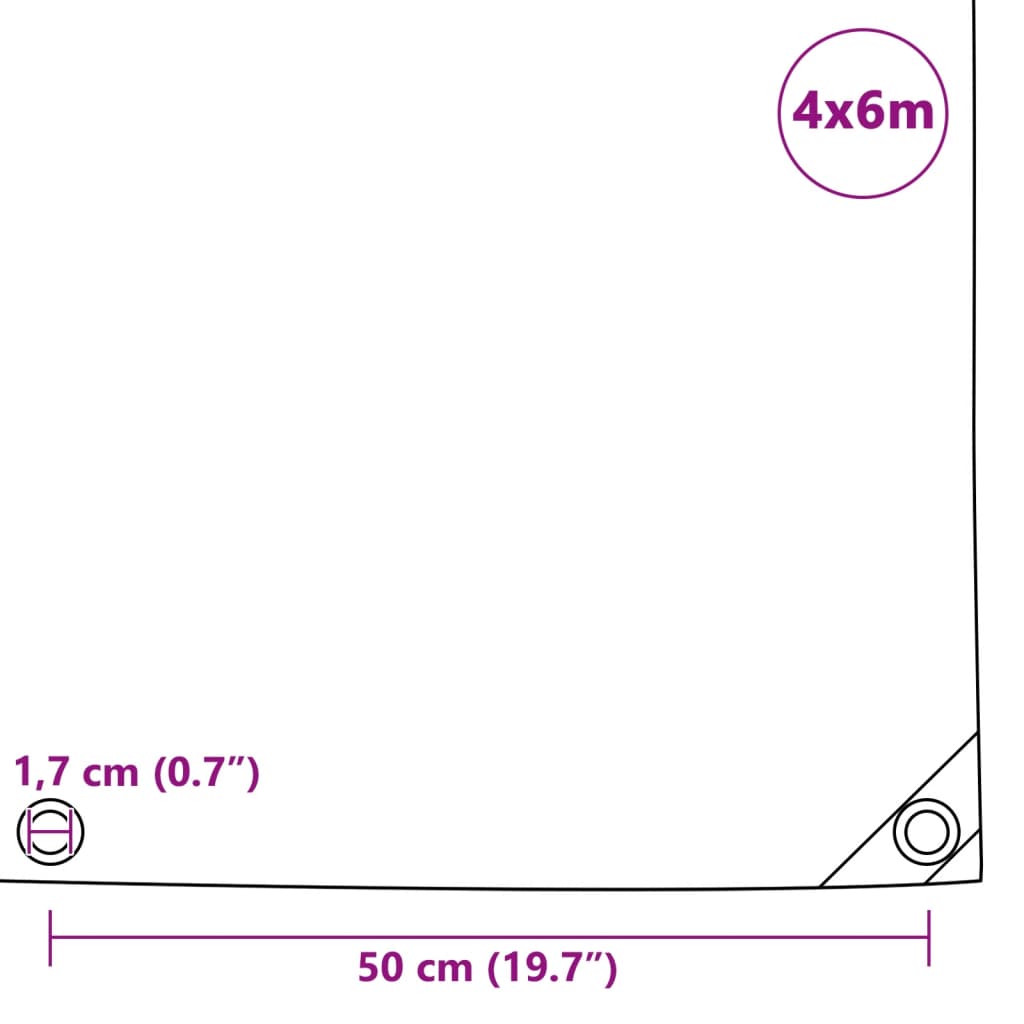 Dekzeil 650 g/m² 4x6 m grijs