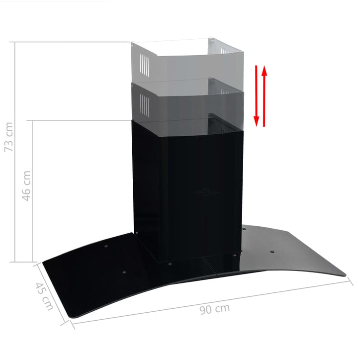 Wandafzuigkap 756 m³/u 90 cm roestvrij staal zwart