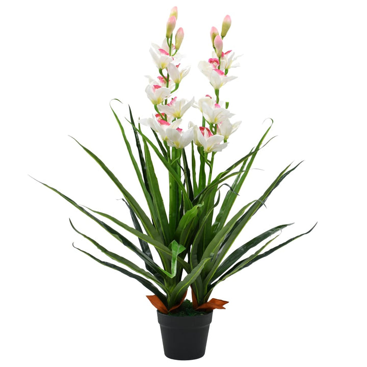 Kunstplant met pot cymbidium orchidee 100 cm groen