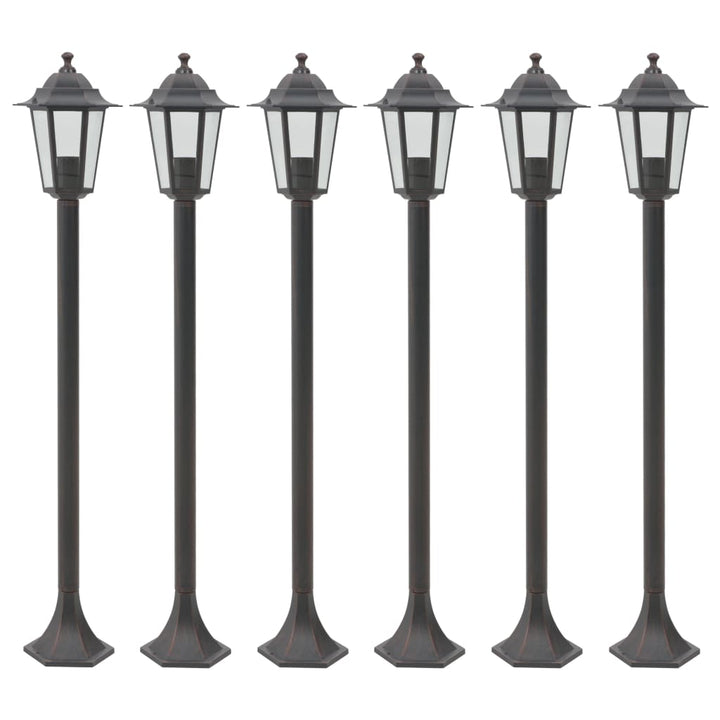 Paalverlichting voor tuin E27 110 cm aluminium brons 6 st