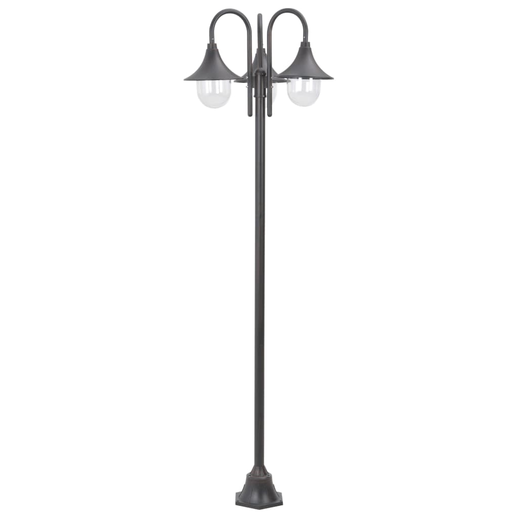 Paalverlichting tuin E27 220 cm aluminium brons 3-delig