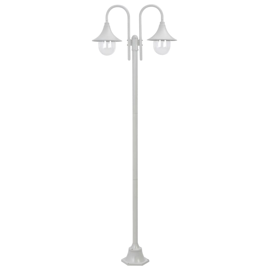 Paalverlichting tuin E27 220 cm aluminium wit 2-delig