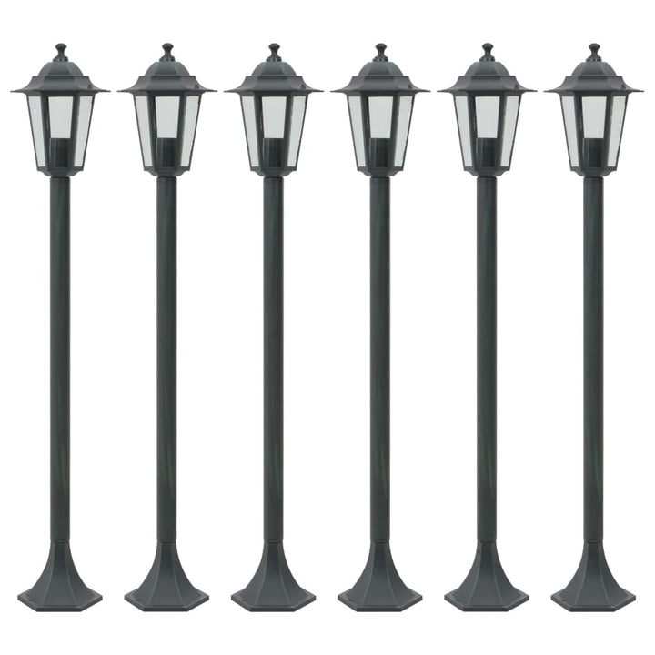 Paalverlichting voor tuin E27 110 cm aluminium donkergroen 6 st