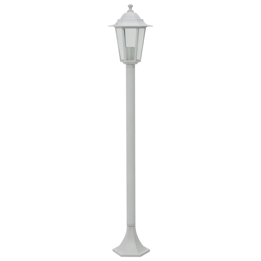 Paalverlichting voor tuin E27 110 cm aluminium wit 6 st