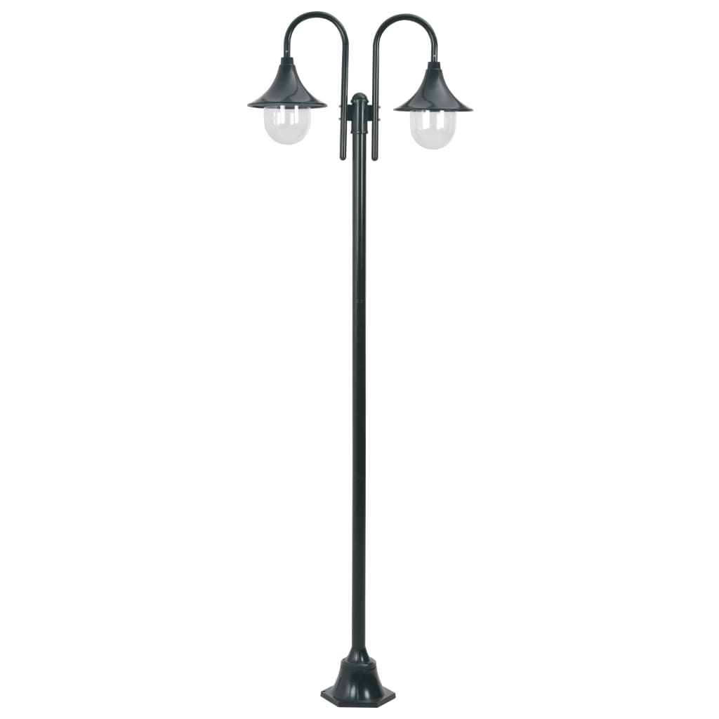 Paalverlichting tuin E27 220 cm aluminium donkergroen 2-delig