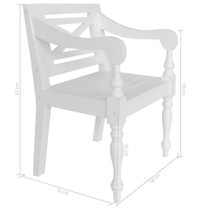 Stoelen Batavia 2 st massief mahoniehout wit