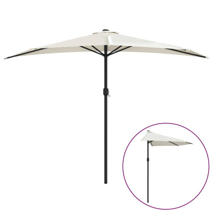 Balkonparasol half met aluminium paal 300x155 cm zandkleurig