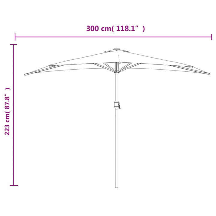 Balkonparasol half met aluminium paal 300x155 cm zandkleurig