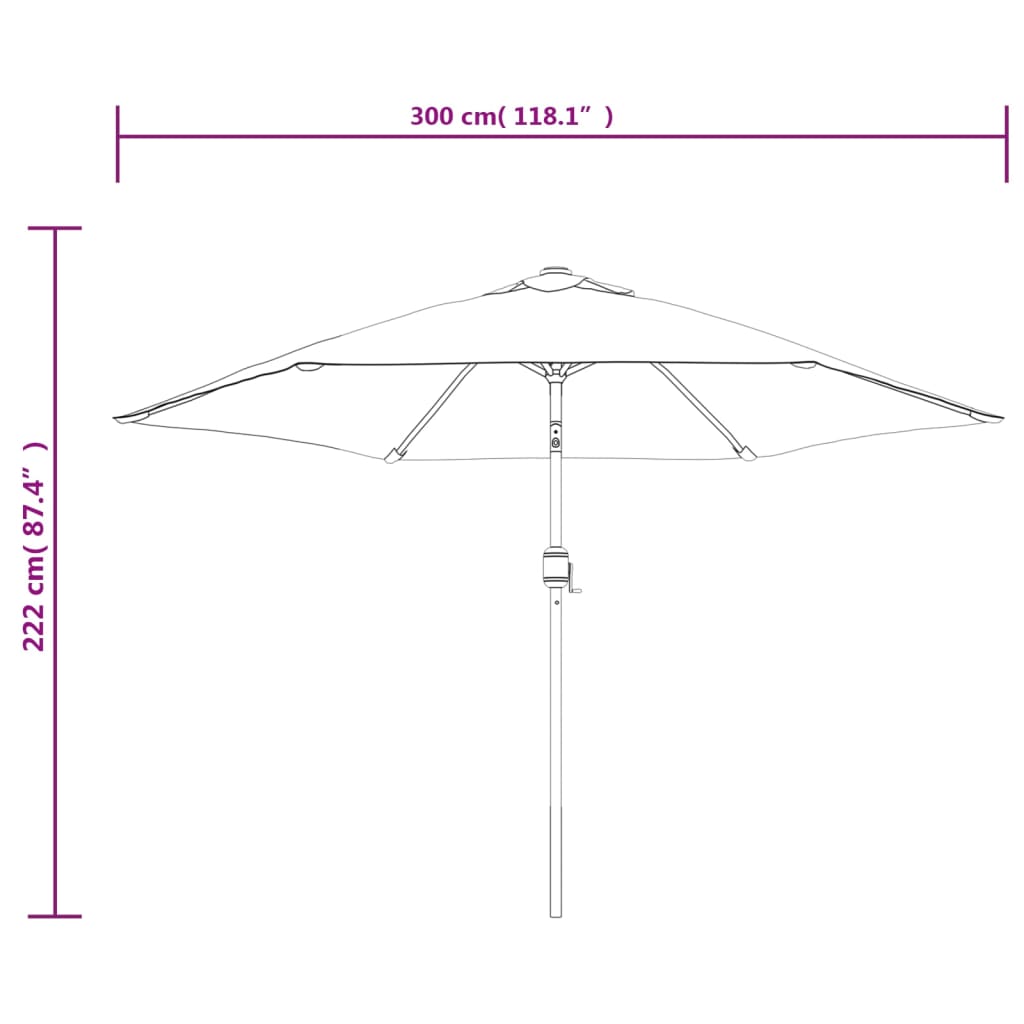 Parasol met metalen paal 300 cm taupe