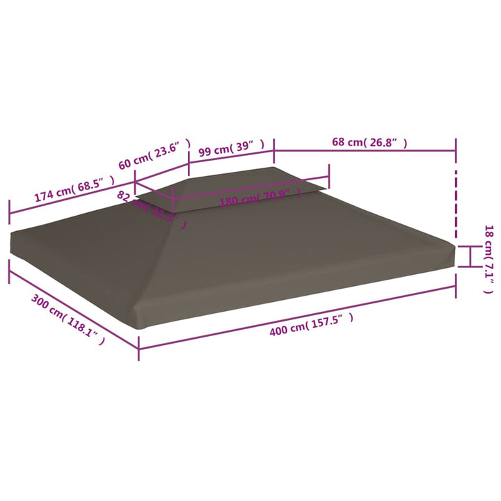 Prieeldak 2 lagen 4x3m 310 g/m² taupe